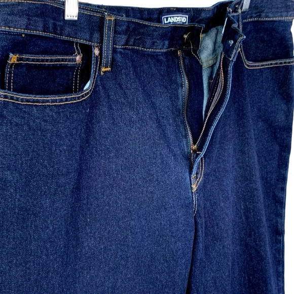 Lands' End New Square Rigger Traditional Fit Denim Dark Blue Jeans 42X26 Classic - Picture 5 of 16